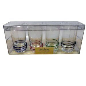 4 Pier 1 Imports Rainbow Colored Rim Shot Glasses Hostess Party Man Cave